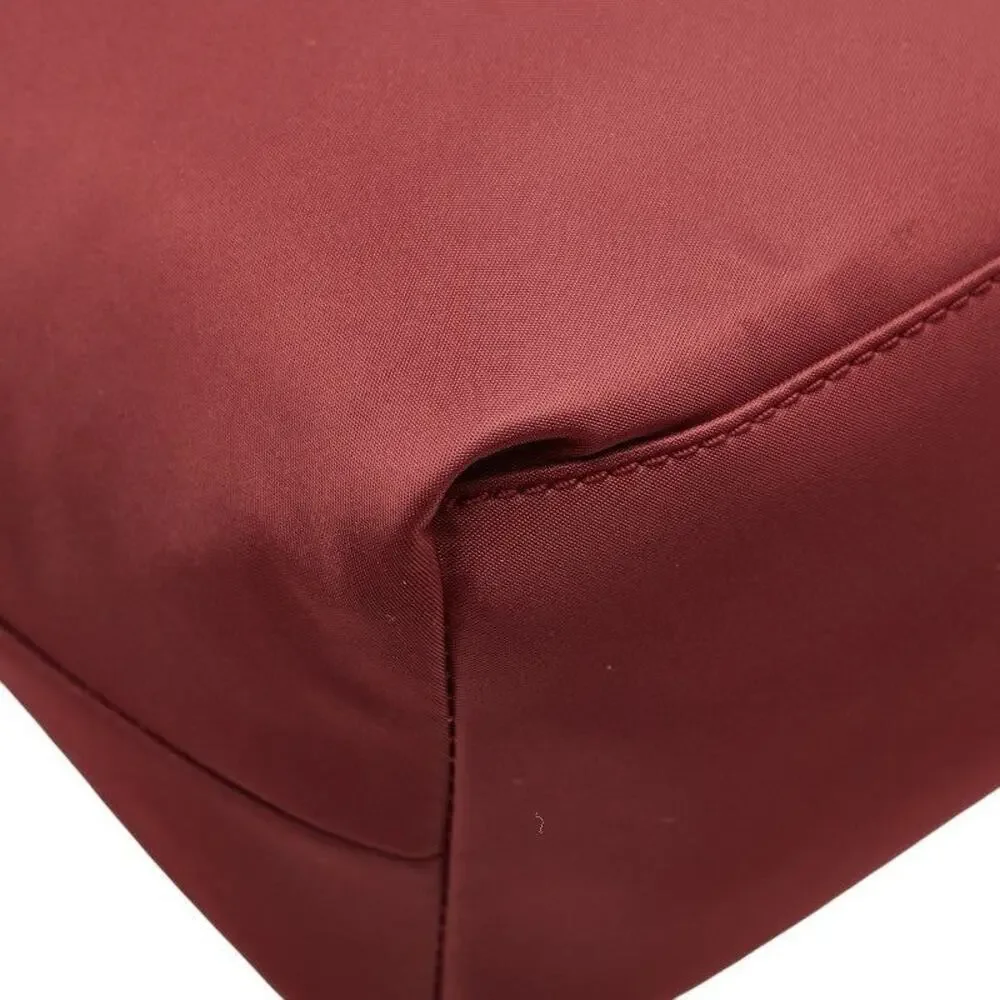 Kate Spade Nylon Leather Logo Tote Bag Burgundy